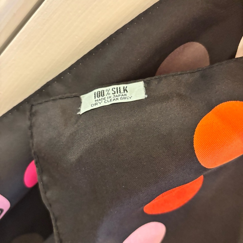 Gene Meyers Authentic Vintage Foulard 100% Silk Polka Dot Patterned Square Scarf - Picture 3 of 5
